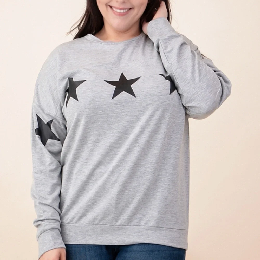 French Terry Star Pull Over Sweatshirt - Picture 1 of 8